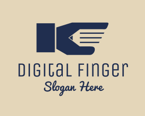 Finger - Blue Pencil Hand logo design