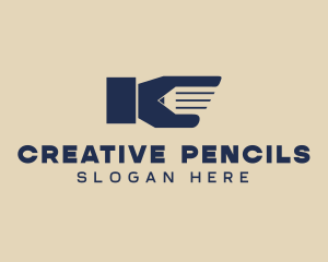 Blue Pencil Hand logo design