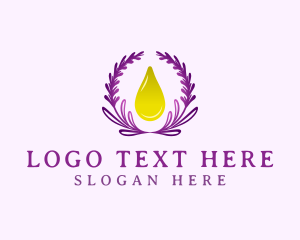 Liquid - Lavender Wreath Droplet logo design