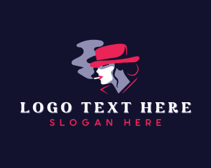 Smoking - Hat Woman Cigarette logo design