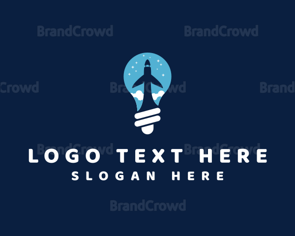 Lightbulb Airplane Travel Logo