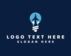 Destination - Lightbulb Airplane Travel logo design