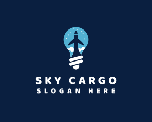 Lightbulb Airplane Travel logo design