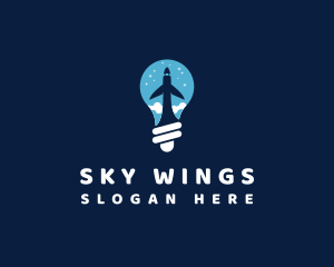 Lightbulb Airplane Travel logo design