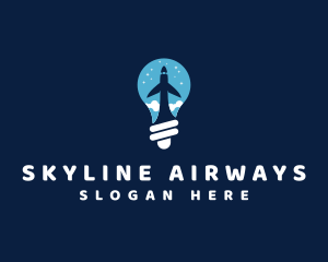 Airliner - Lightbulb Airplane Travel logo design