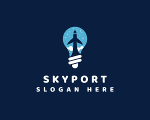 Airport - Lightbulb Airplane Travel logo design