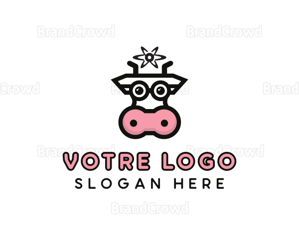 Atom Cow Animal Logo