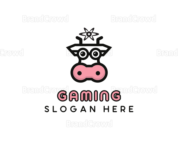 Atom Cow Animal Logo