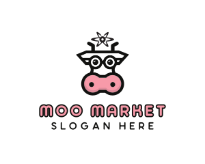 Moo - Atom Cow Animal logo design