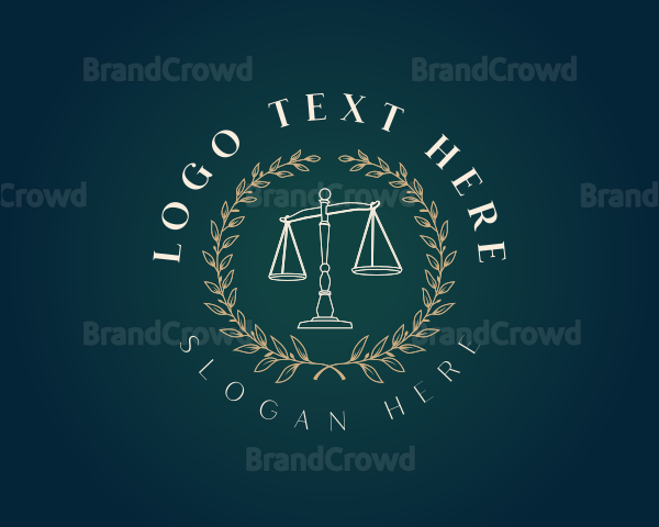 Legal Justice Scale Wreath Logo