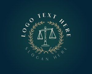 Jury - Legal Justice Scale Wreath logo design