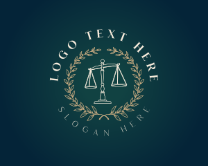 Legal Justice Scale Wreath Logo