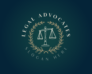 Legal Justice Scale Wreath logo design