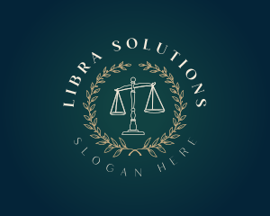 Libra - Legal Justice Scale Wreath logo design