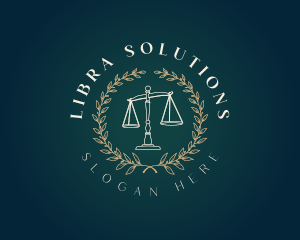 Legal Justice Scale Wreath logo design