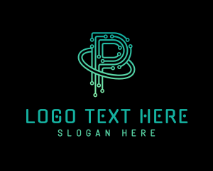 Space - Gradient Tech Orbit Letter P logo design