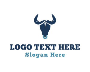 Butcher Shop - Wild Bull Horns logo design