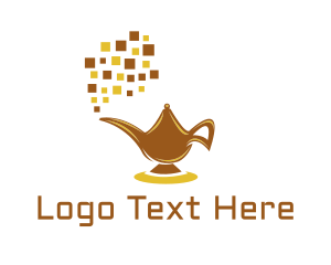 Pixels - Digital Magic Lamp logo design