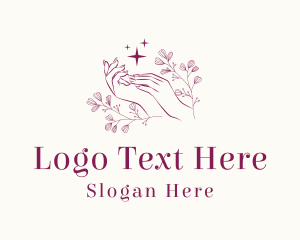 Massage - Whimsical Hand Floral Wordmark logo design