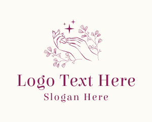 Vegan - Whimsical Hand Floral Wordmark logo design