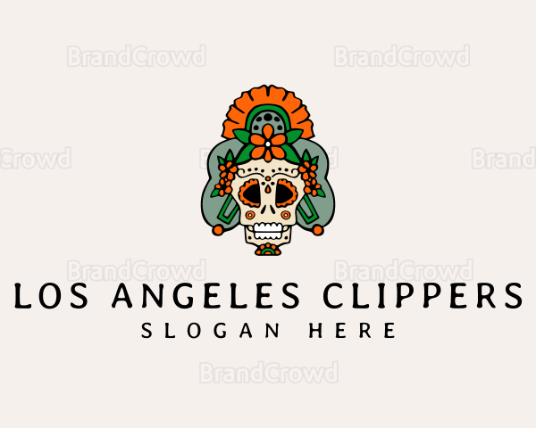 Mexican Floral Skull Logo