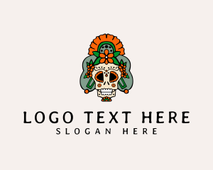 Mexican Floral Skull  logo design