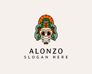 Mexican Floral Skull  logo design