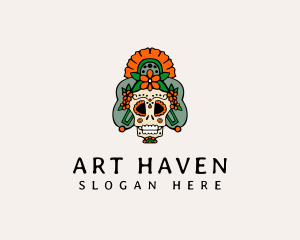 Mexican Floral Skull  logo design