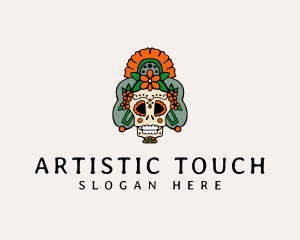 Mexican Floral Skull  logo design