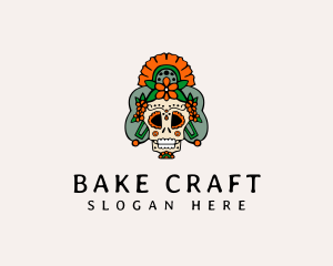 Mexican Floral Skull  logo design