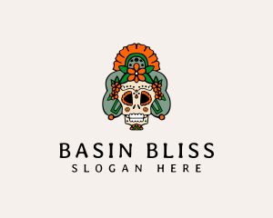 Mexican Floral Skull  logo design