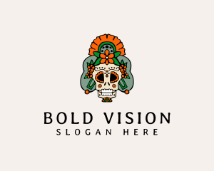 Mexican Floral Skull  logo design