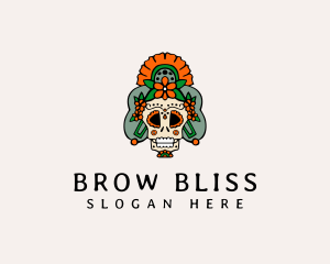 Mexican Floral Skull  logo design