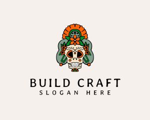 Mexican Floral Skull  logo design