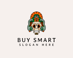 Mexican Floral Skull  logo design