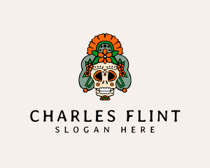 Mexican Floral Skull  logo design