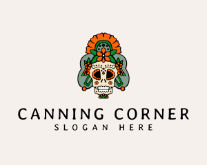 Mexican Floral Skull  logo design