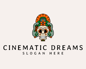 Mexican Floral Skull  logo design