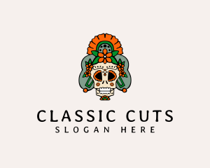 Mexican Floral Skull  logo design