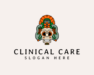 Mexican Floral Skull  logo design