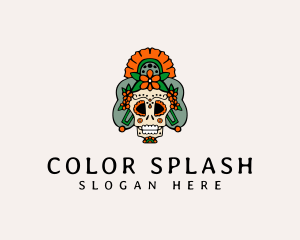 Mexican Floral Skull  logo design