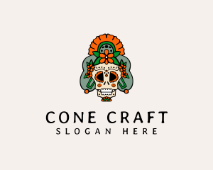 Mexican Floral Skull  logo design