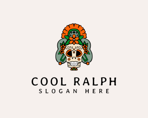 Mexican Floral Skull  logo design