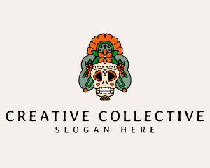 Mexican Floral Skull  logo design