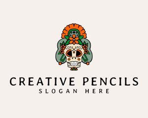 Mexican Floral Skull  logo design