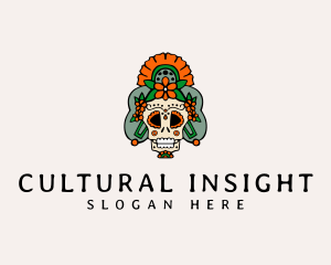 Mexican Floral Skull  logo design