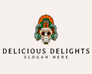 Mexican Floral Skull  logo design