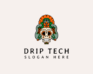 Mexican Floral Skull  logo design