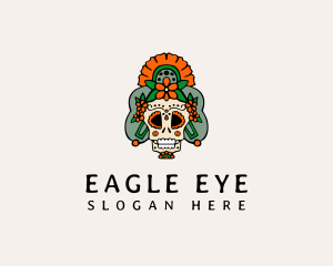 Mexican Floral Skull  logo design