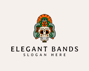 Mexican Floral Skull  logo design